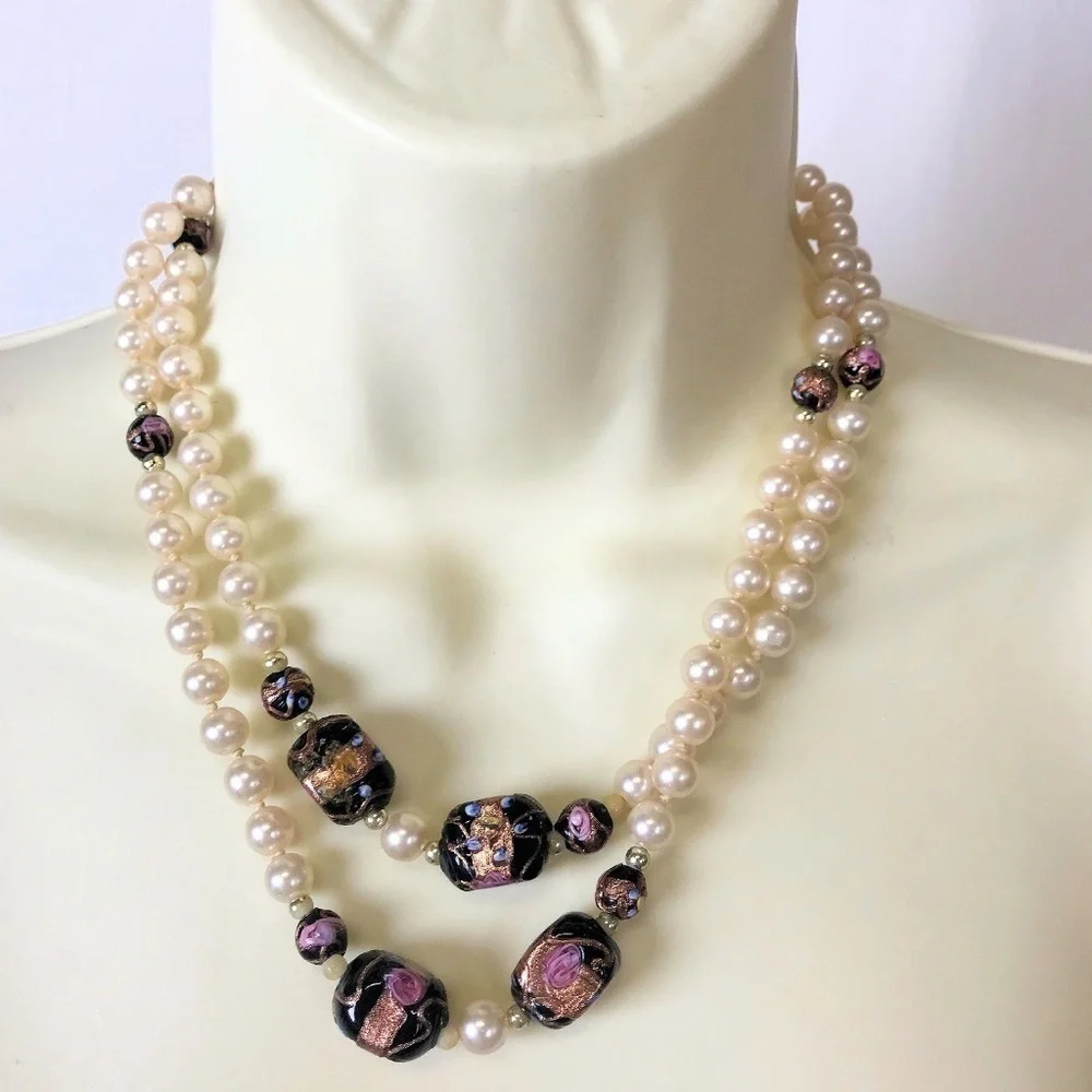 Stunning Pearl & Glass Bead Custom Made Necklace